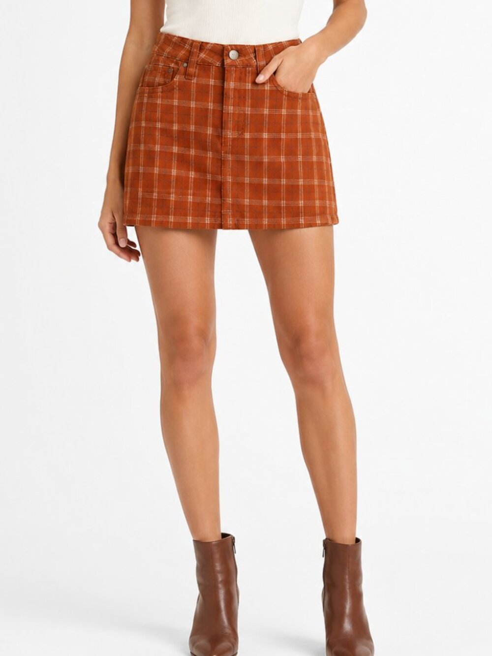 Alter'd State Rust Plaid Mini Skirt Size Small Y2K Preppy Fall Aesthetic - Picture 8 of 8